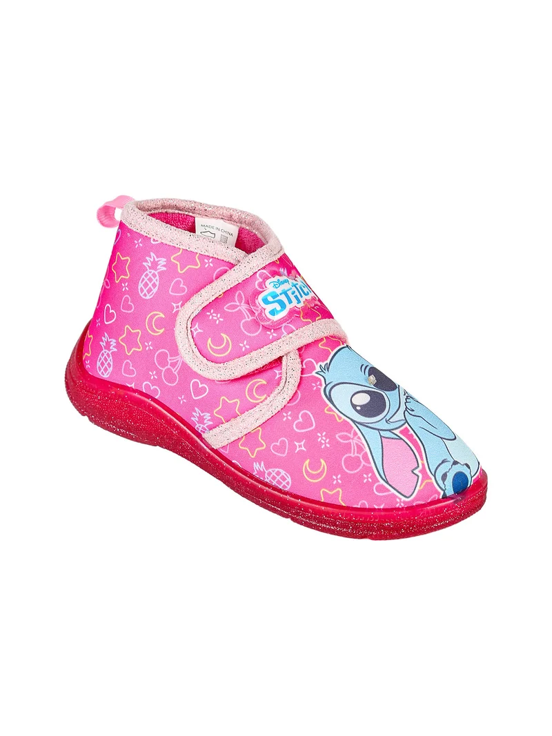 Stitch pantofole alte da bambina con chiusura a strappo - fucsia