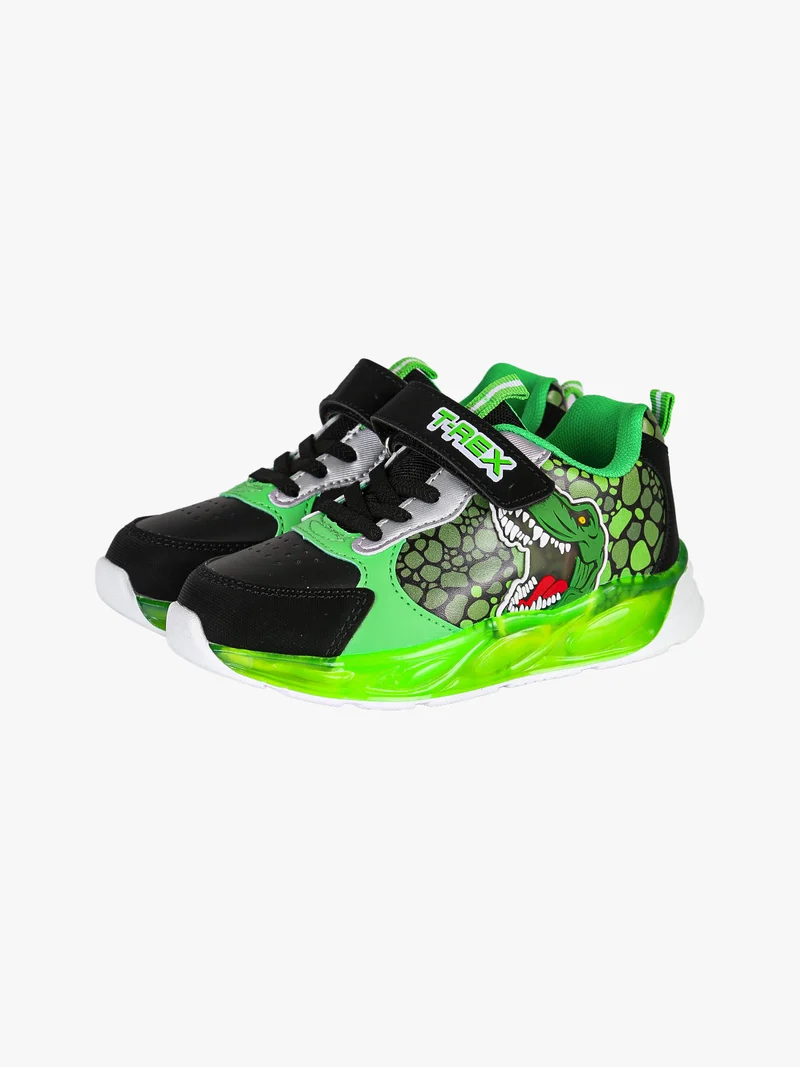 Sneakers da bambino con luci e chiusura a strappo - nero