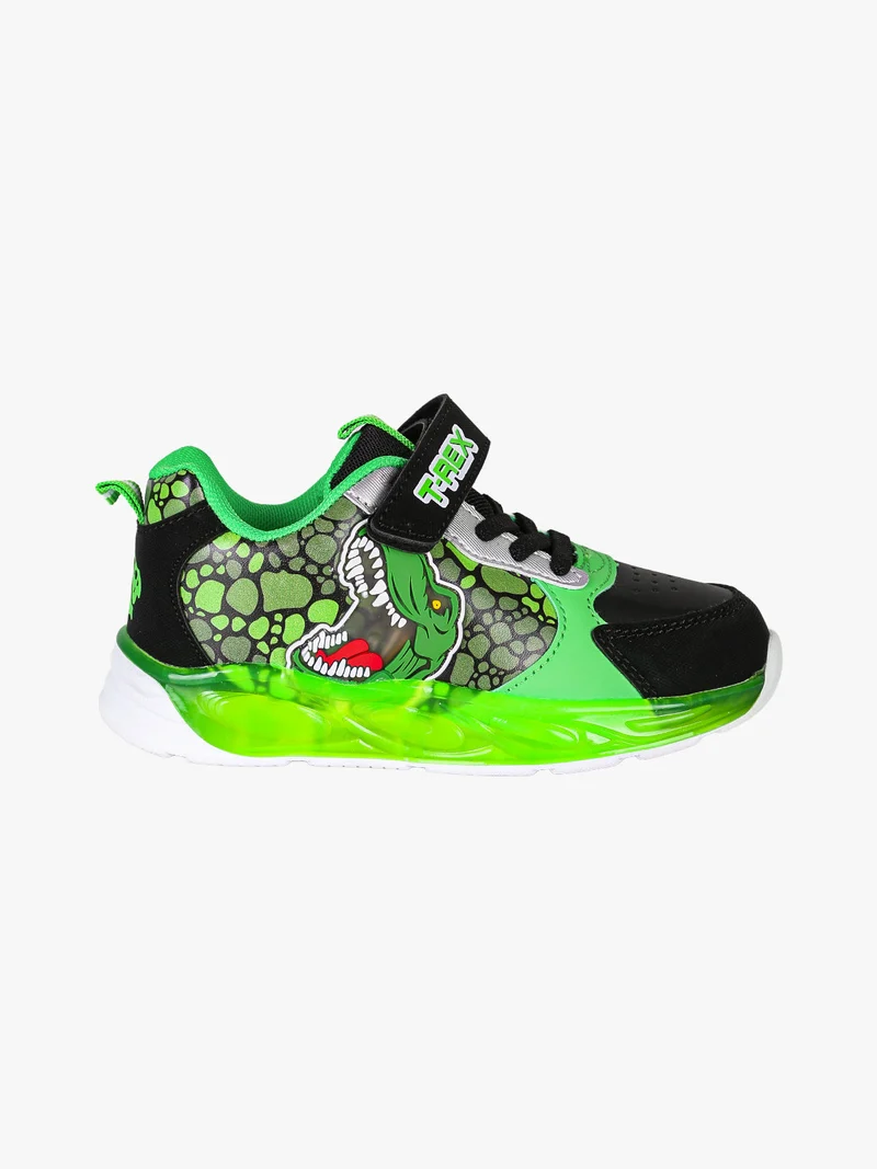 Sneakers da bambino con luci e chiusura a strappo - nero