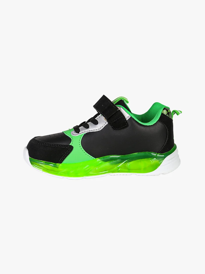 Sneakers da bambino con luci e chiusura a strappo - nero