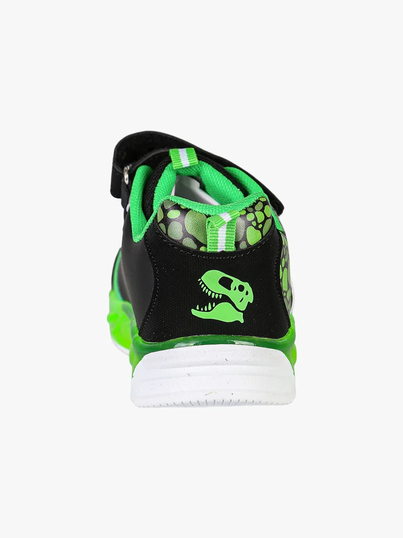 Sneakers da bambino con luci e chiusura a strappo - nero