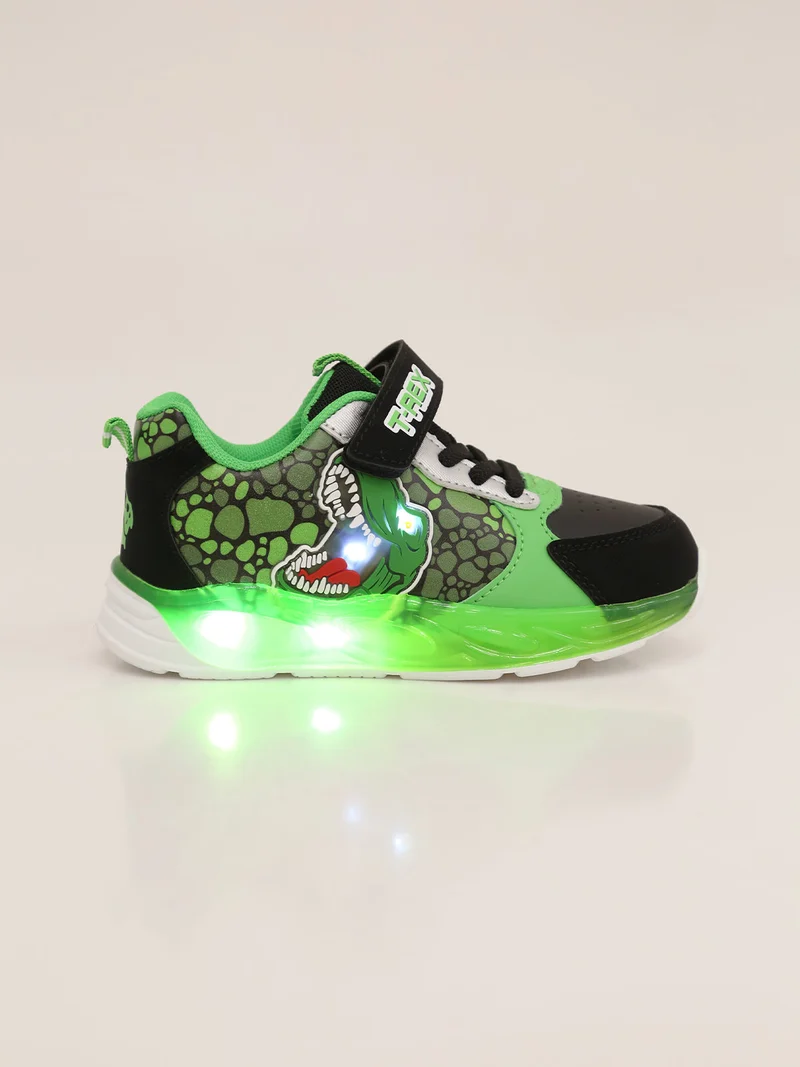 Sneakers da bambino con luci e chiusura a strappo - nero