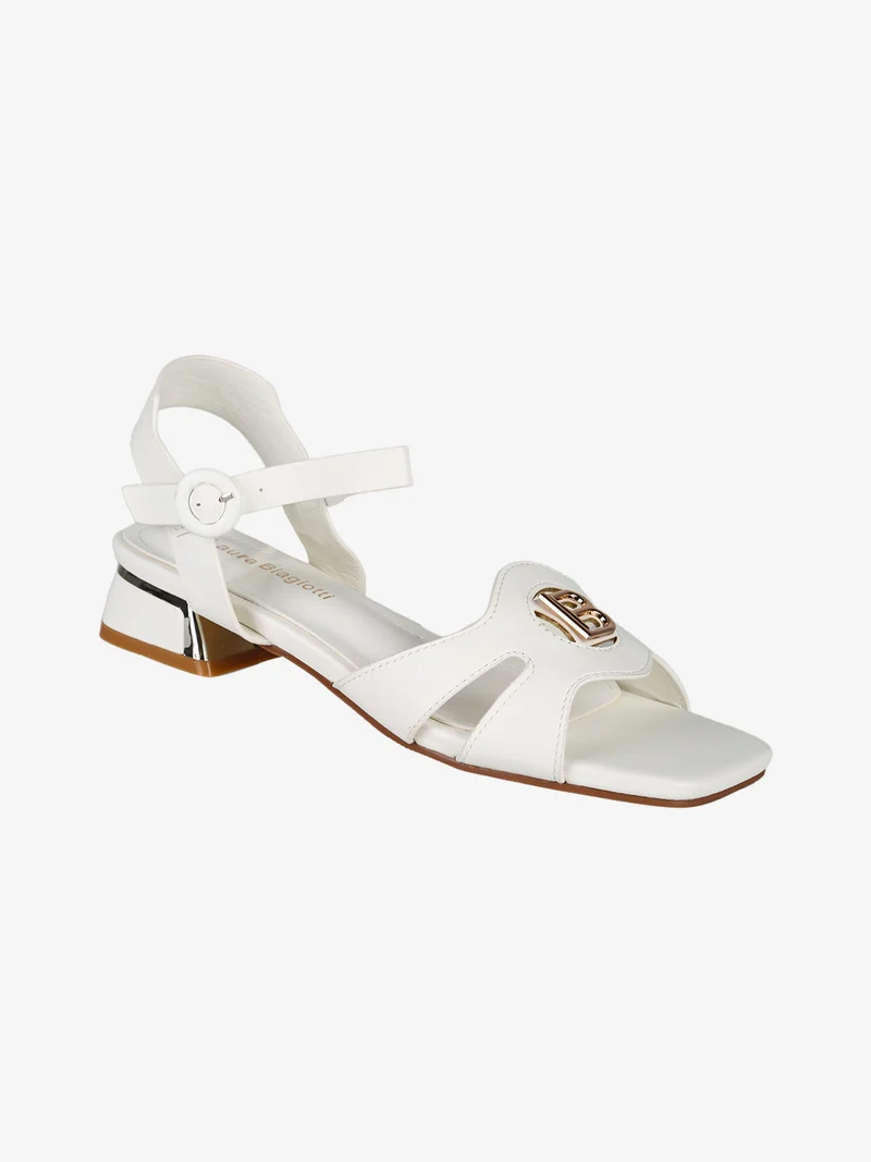 Sandali da donna con tacco basso - bianco
