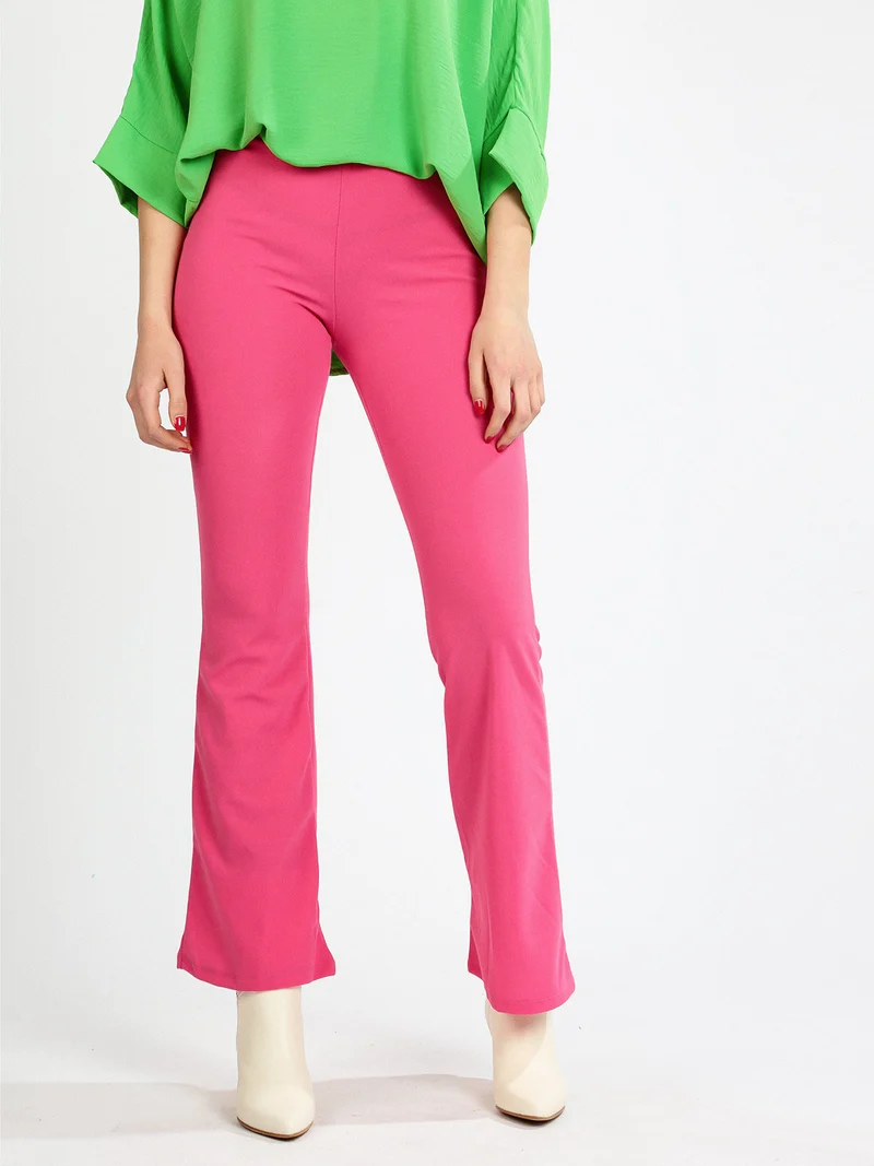 Pantaloni donna eleganti a zampa - fucsia