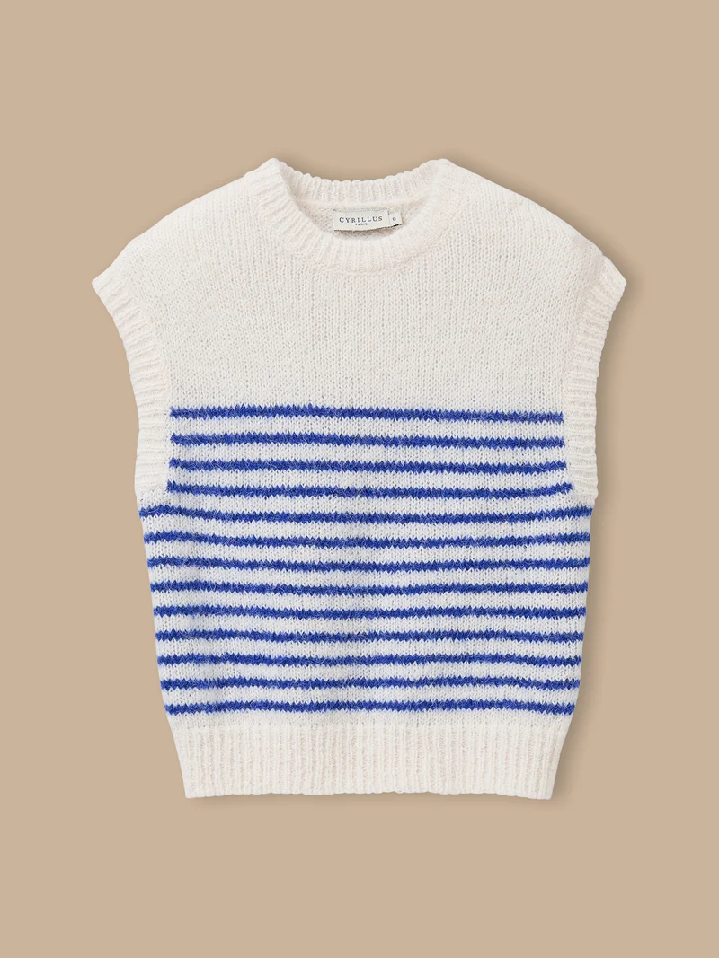 Mädchenpullover mit Streifen, ärmellos