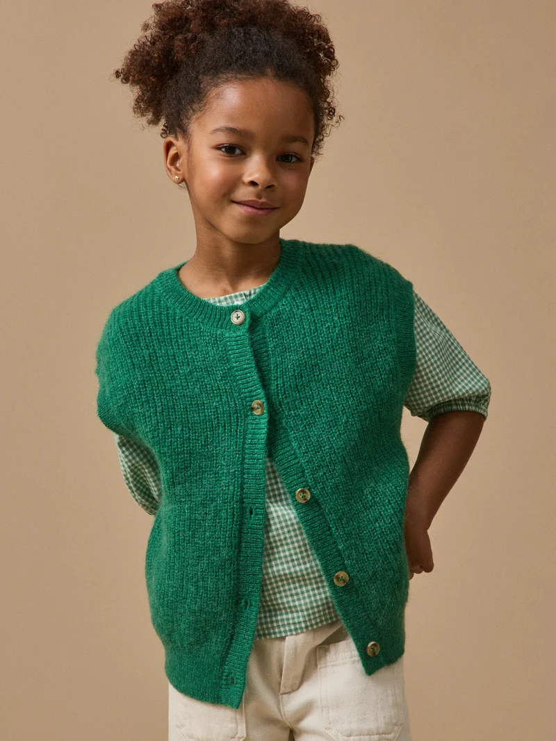 Mädchen-Cardigan aus Wolle und Mohair