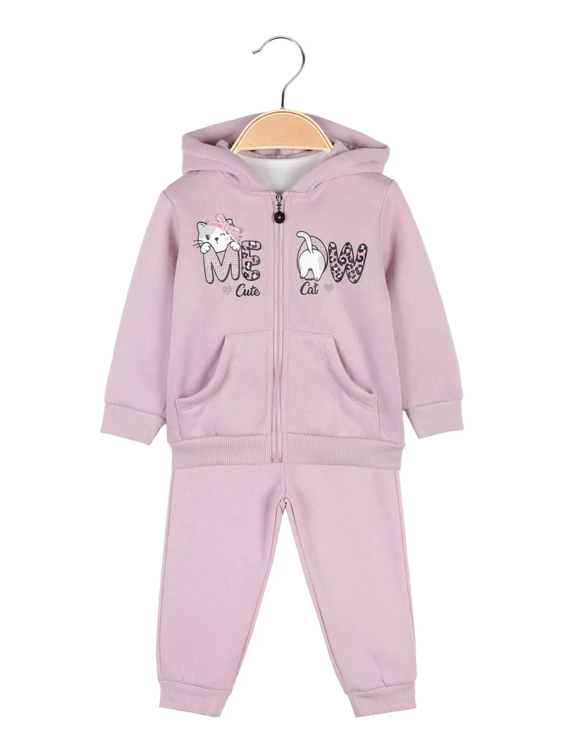 Completo tuta da neonata 3 pezzi con cappuccio e zip - rosa