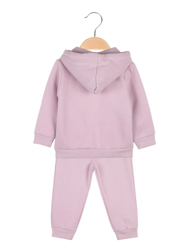 Completo tuta da neonata 3 pezzi con cappuccio e zip - rosa