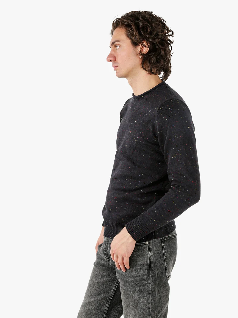 Maglione girocollo da uomo misto lana - nero