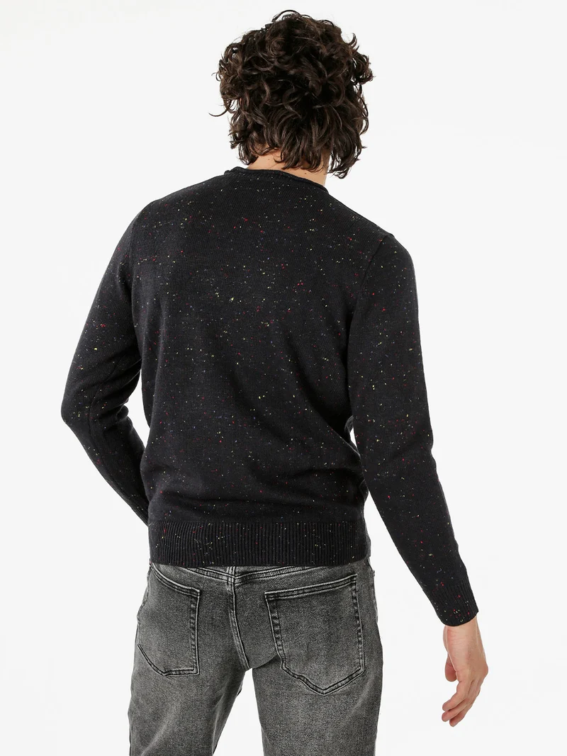 Maglione girocollo da uomo misto lana - nero