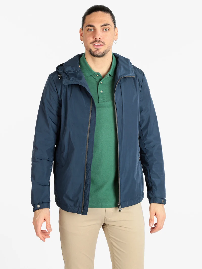 F5241 Giacca leggera da uomo con cappuccio - blu scuro