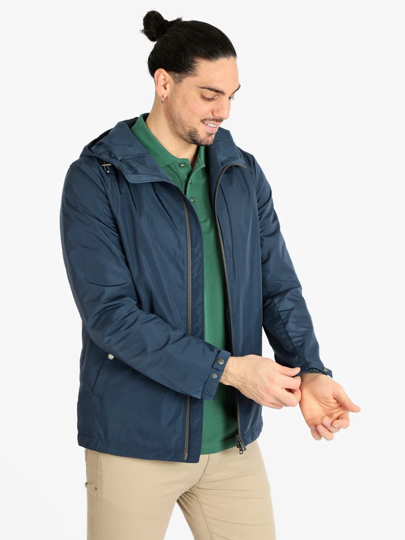 F5241 Giacca leggera da uomo con cappuccio - blu scuro