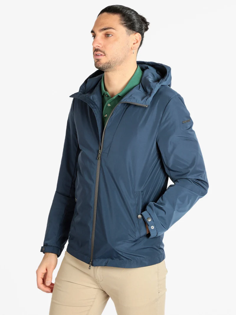 F5241 Giacca leggera da uomo con cappuccio - blu scuro