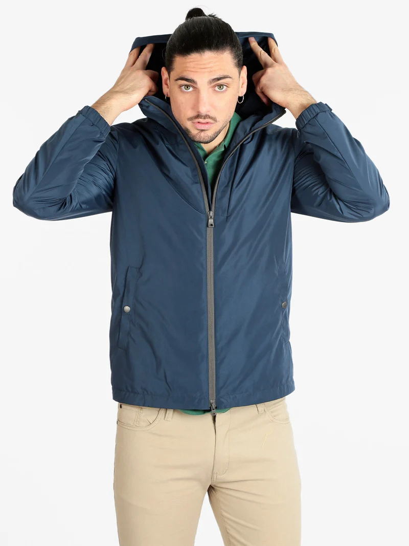 F5241 Giacca leggera da uomo con cappuccio - blu scuro