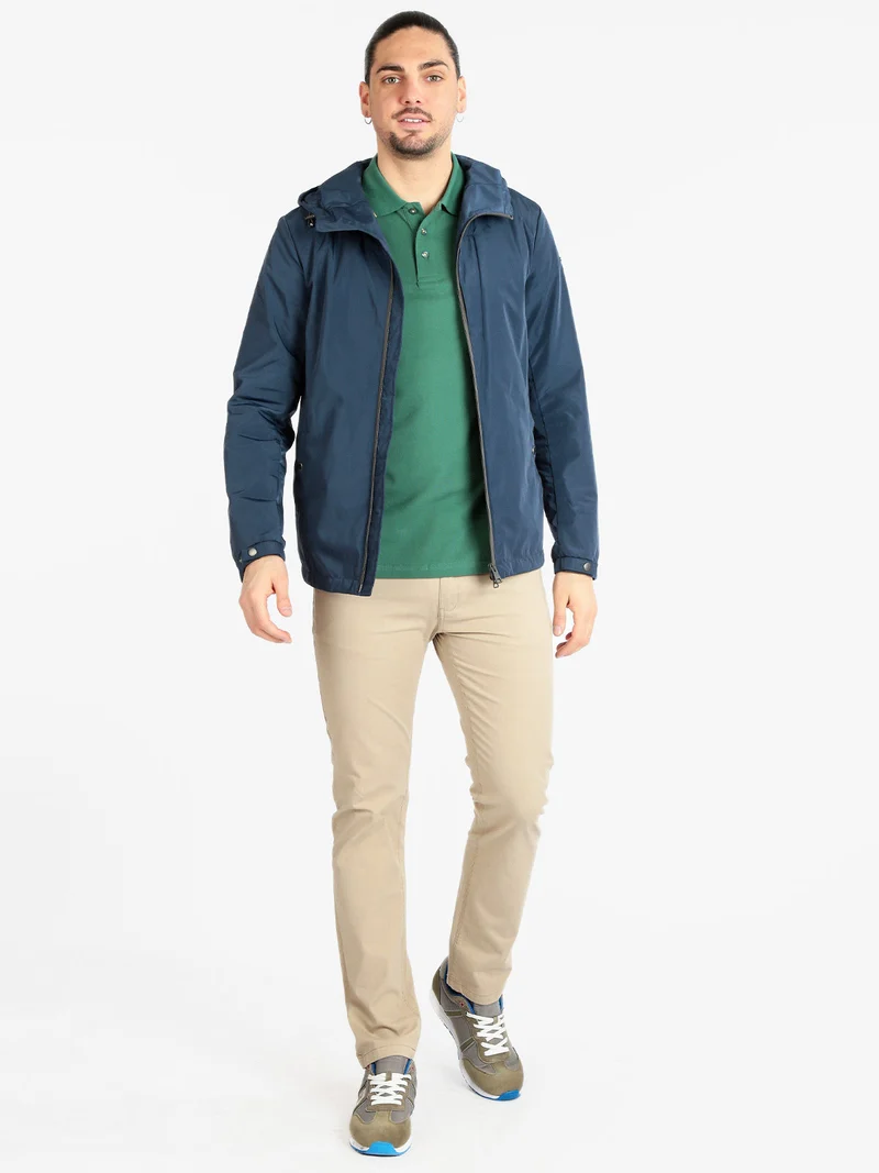 F5241 Giacca leggera da uomo con cappuccio - blu scuro