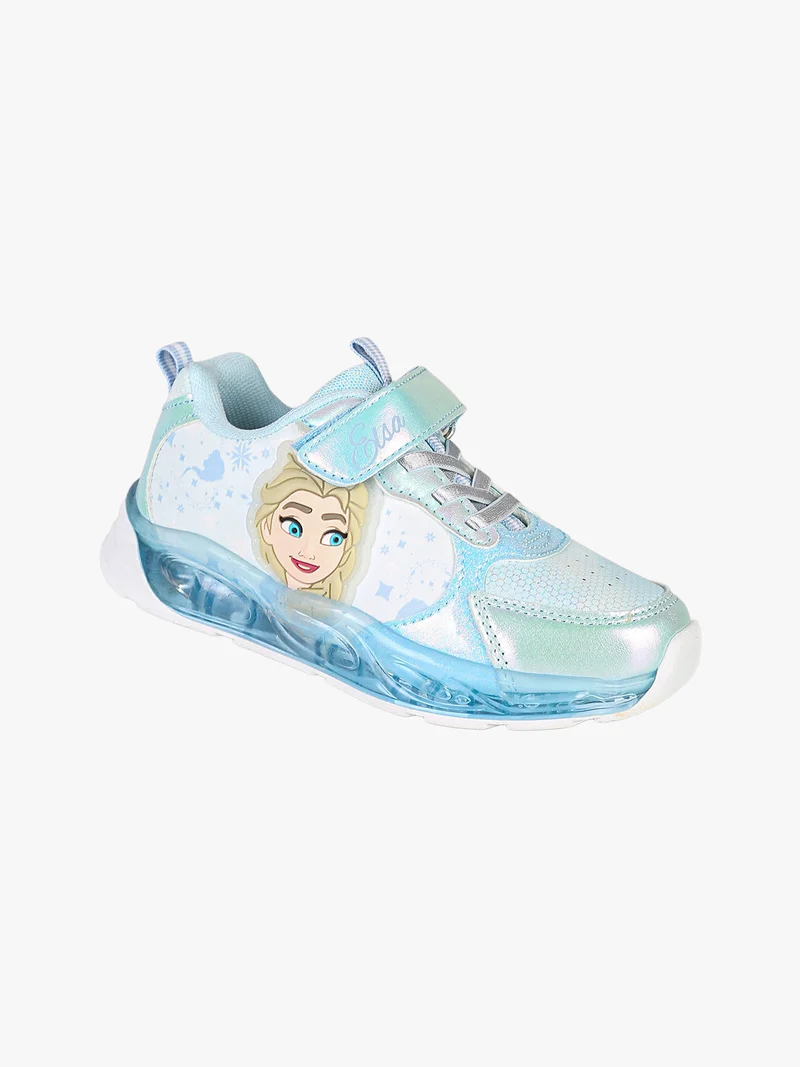Sneakers da bambina con luci e patch Elsa - azzurro