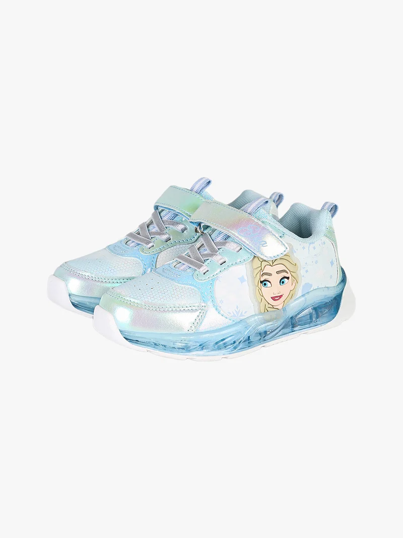 Sneakers da bambina con luci e patch Elsa - azzurro