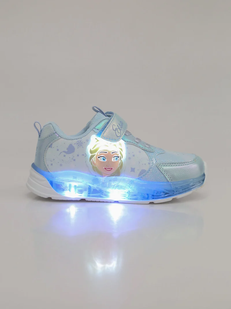 Sneakers da bambina con luci e patch Elsa - azzurro