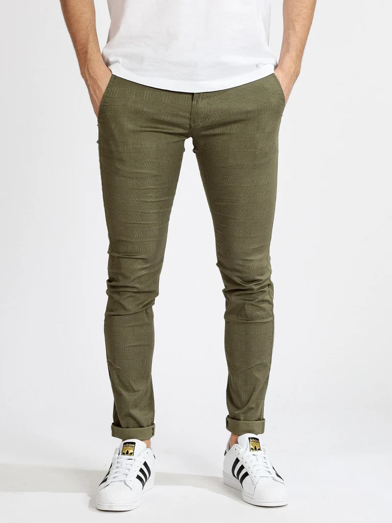 Pantaloni uomo slim fit in cotone - oliva