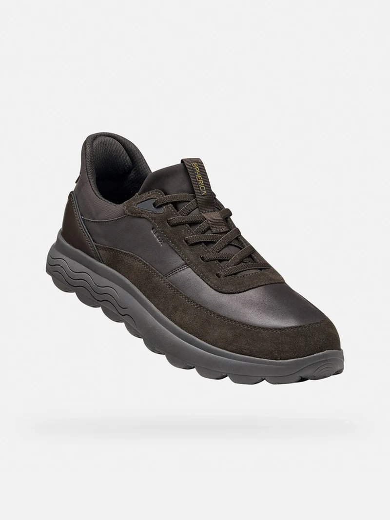 SPHERICA PLUS Sneakers slip in da uomo con dettagli in pelle - moro