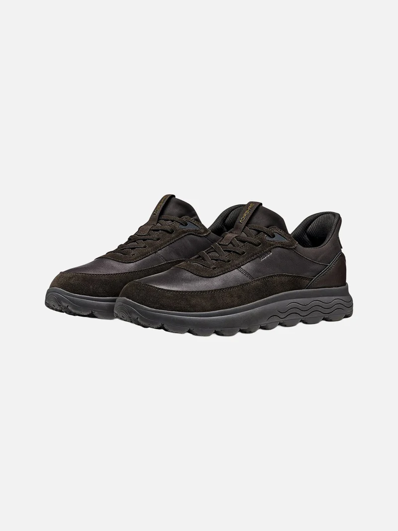 SPHERICA PLUS Sneakers slip in da uomo con dettagli in pelle - moro