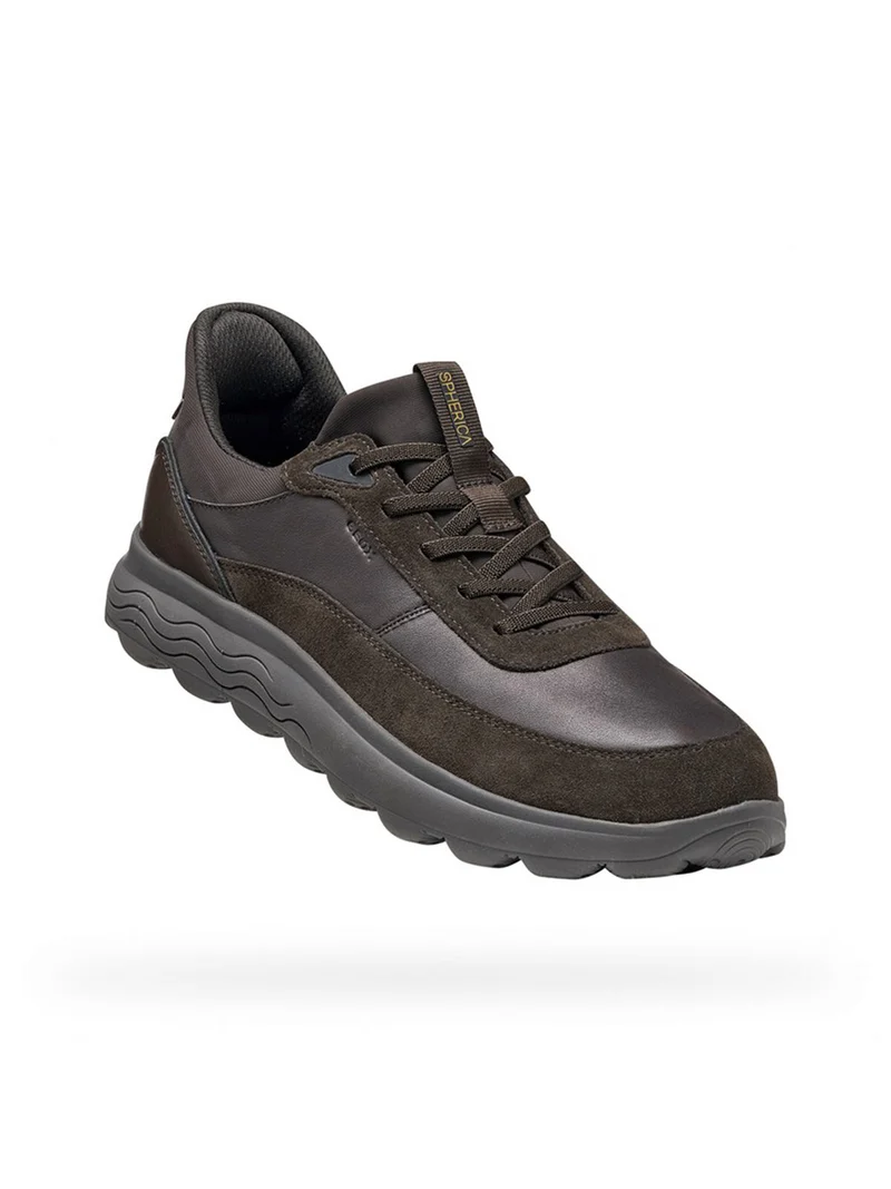SPHERICA PLUS Sneakers slip in da uomo con dettagli in pelle - moro