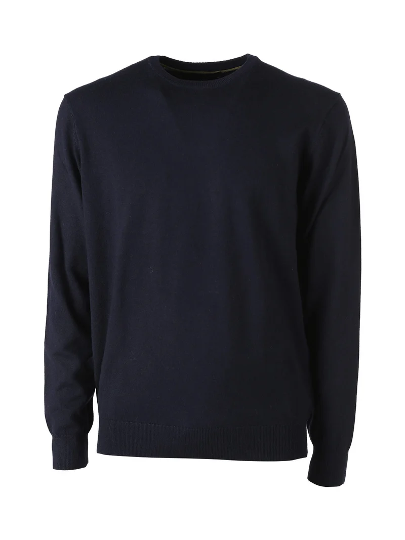 Pullover da uomo in maglia con scollo tondo - blu scuro