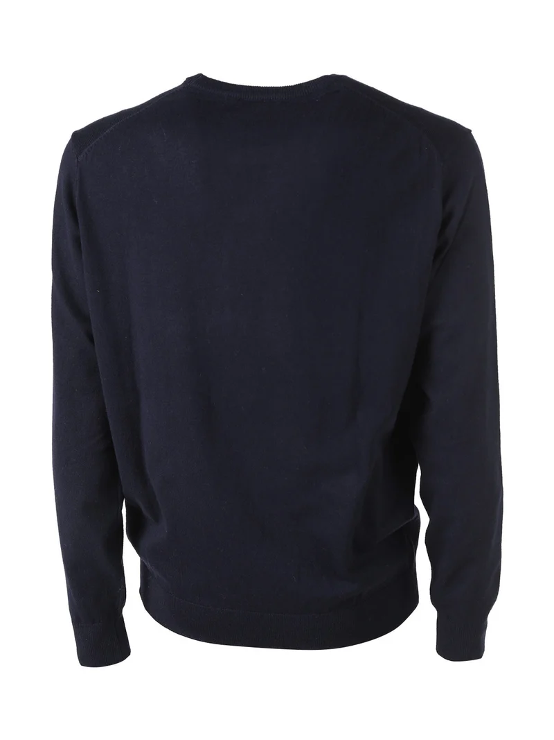 Pullover da uomo in maglia con scollo tondo - blu scuro