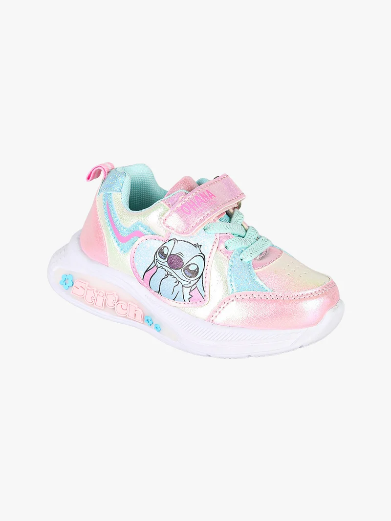Stitch sneakers da bambina con luci e chiusura a strappo - rosa