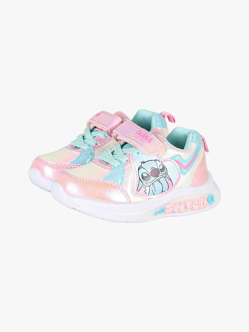 Stitch sneakers da bambina con luci e chiusura a strappo - rosa