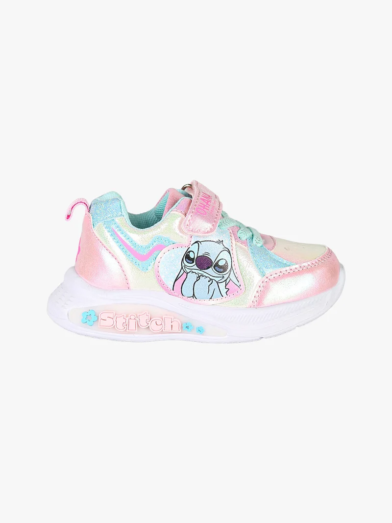 Stitch sneakers da bambina con luci e chiusura a strappo - rosa