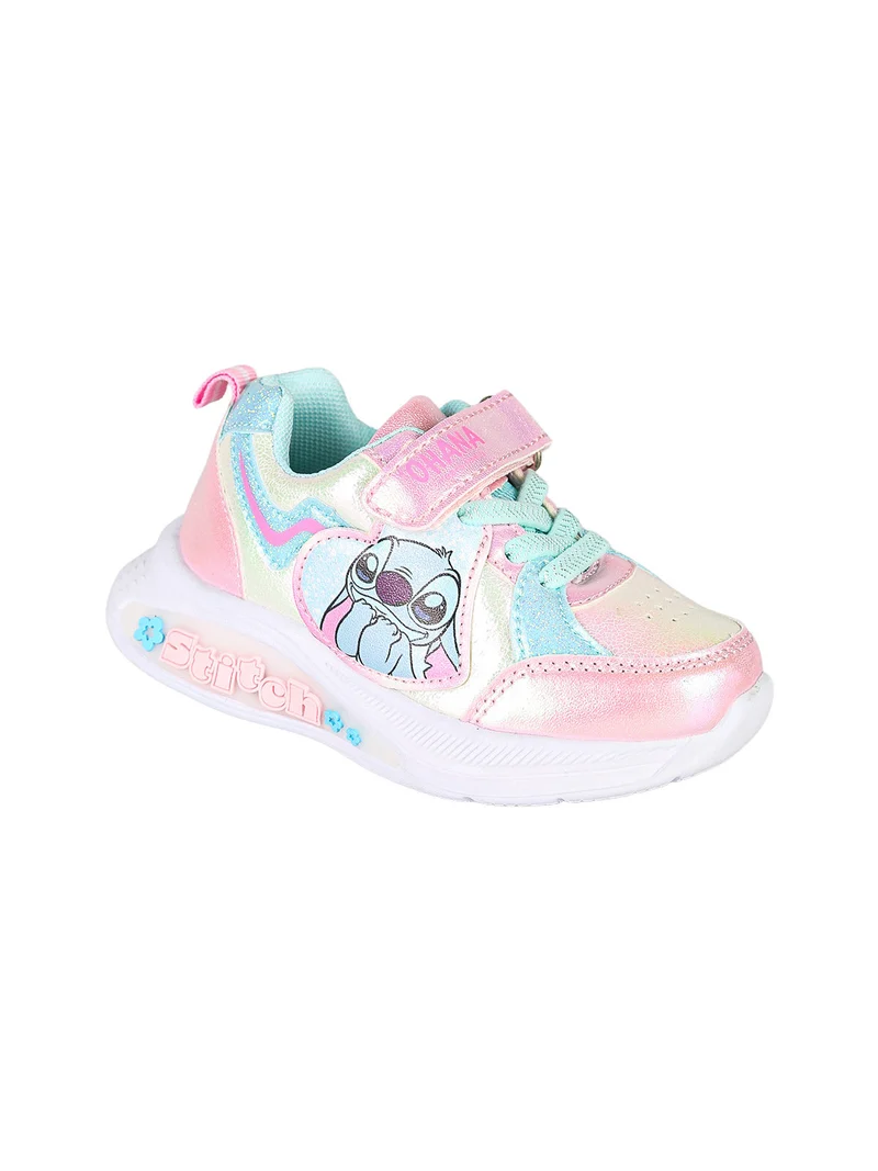 Stitch sneakers da bambina con luci e chiusura a strappo - rosa
