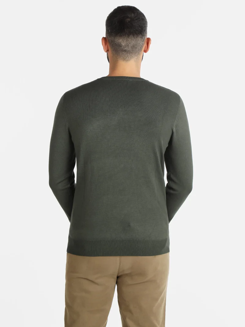 Pullover uomo in maglia scollo a V - verde