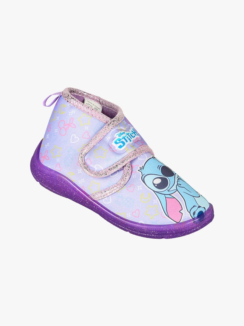Stitch pantofole alte da bambina con chiusura a strappo - lilla