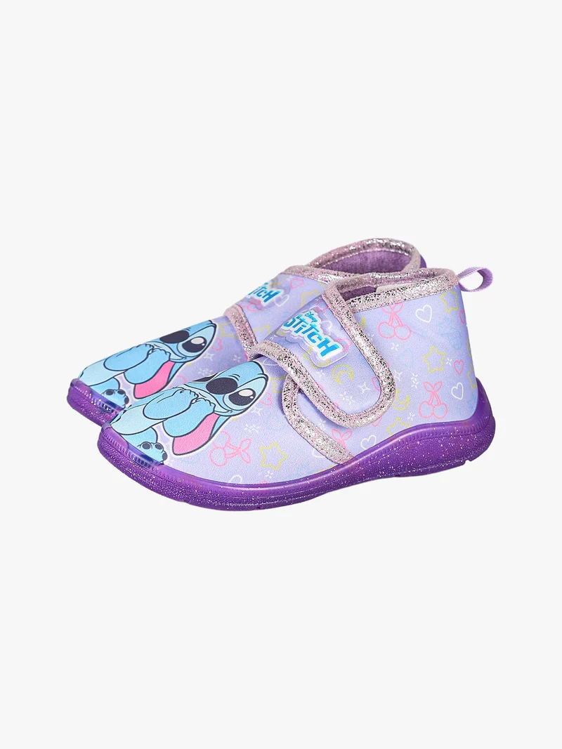 Stitch pantofole alte da bambina con chiusura a strappo - lilla