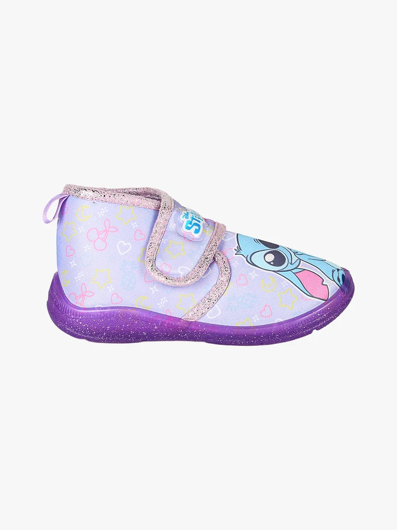 Stitch pantofole alte da bambina con chiusura a strappo - lilla
