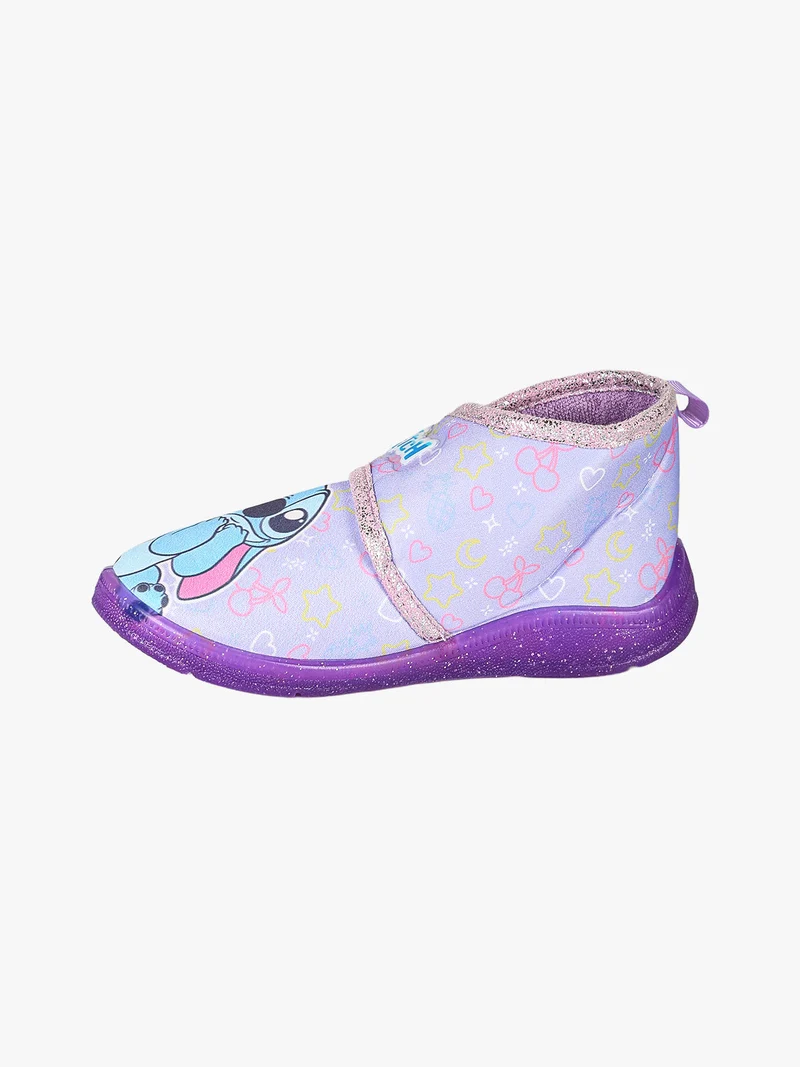 Stitch pantofole alte da bambina con chiusura a strappo - lilla