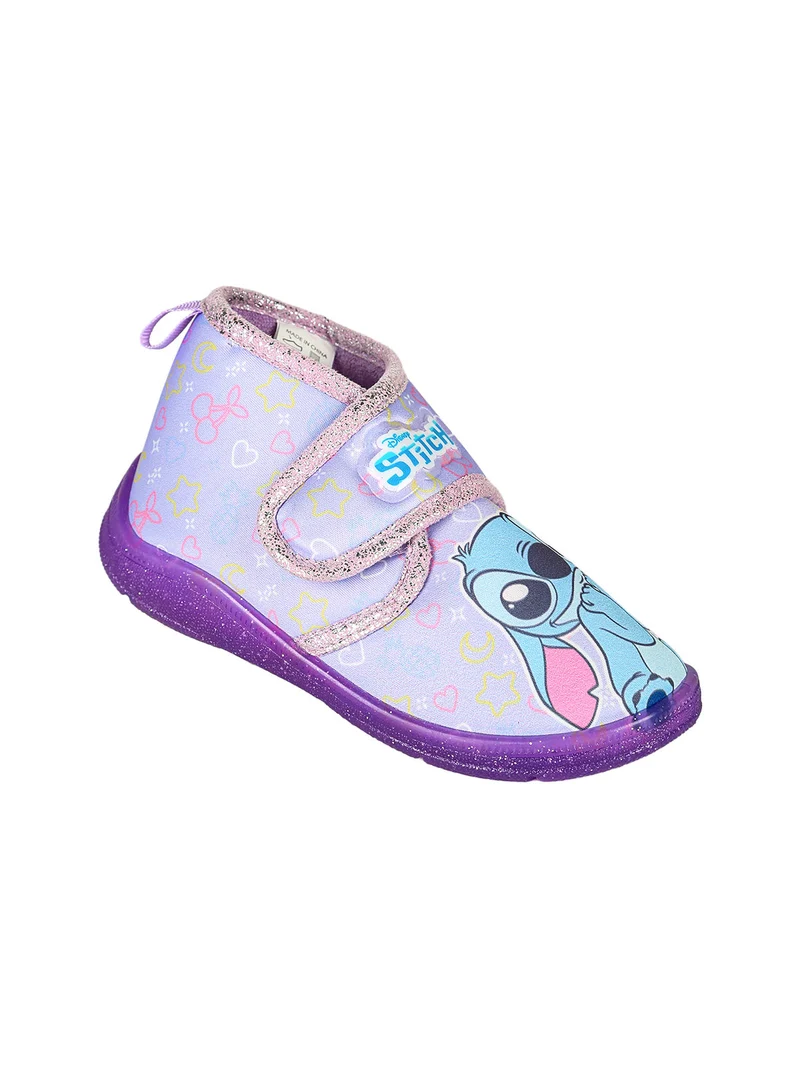 Stitch pantofole alte da bambina con chiusura a strappo - lilla