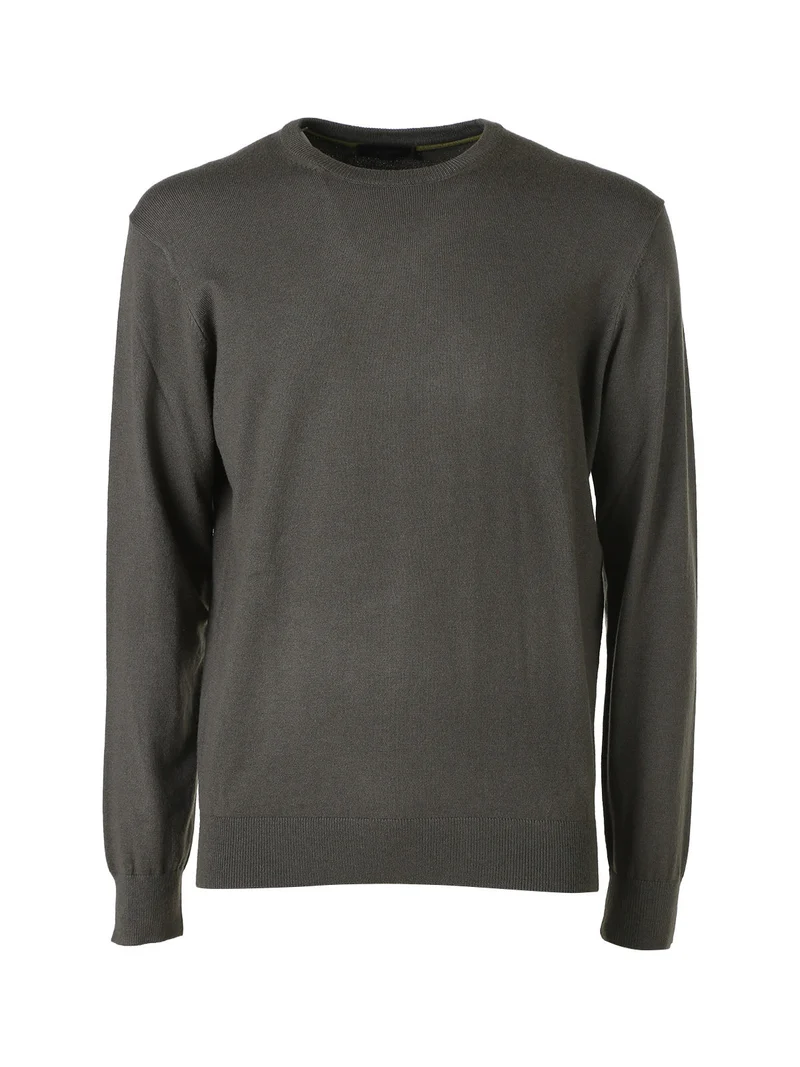 Pullover da uomo in maglia con scollo tondo - militare