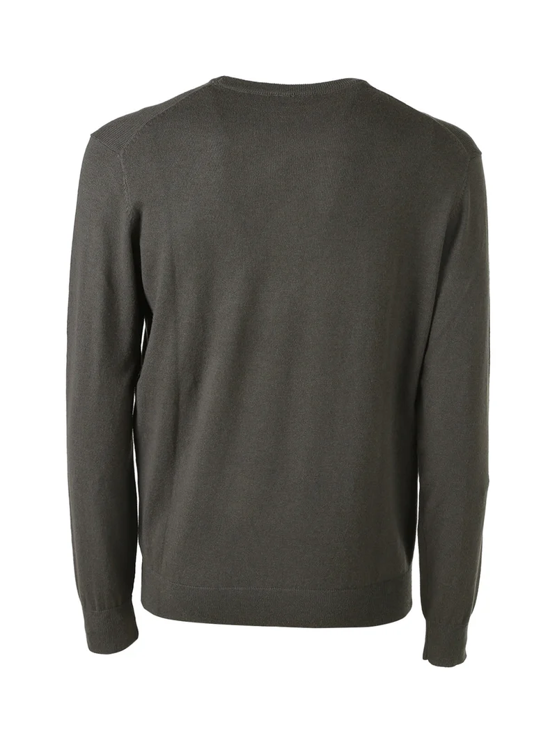Pullover da uomo in maglia con scollo tondo - militare