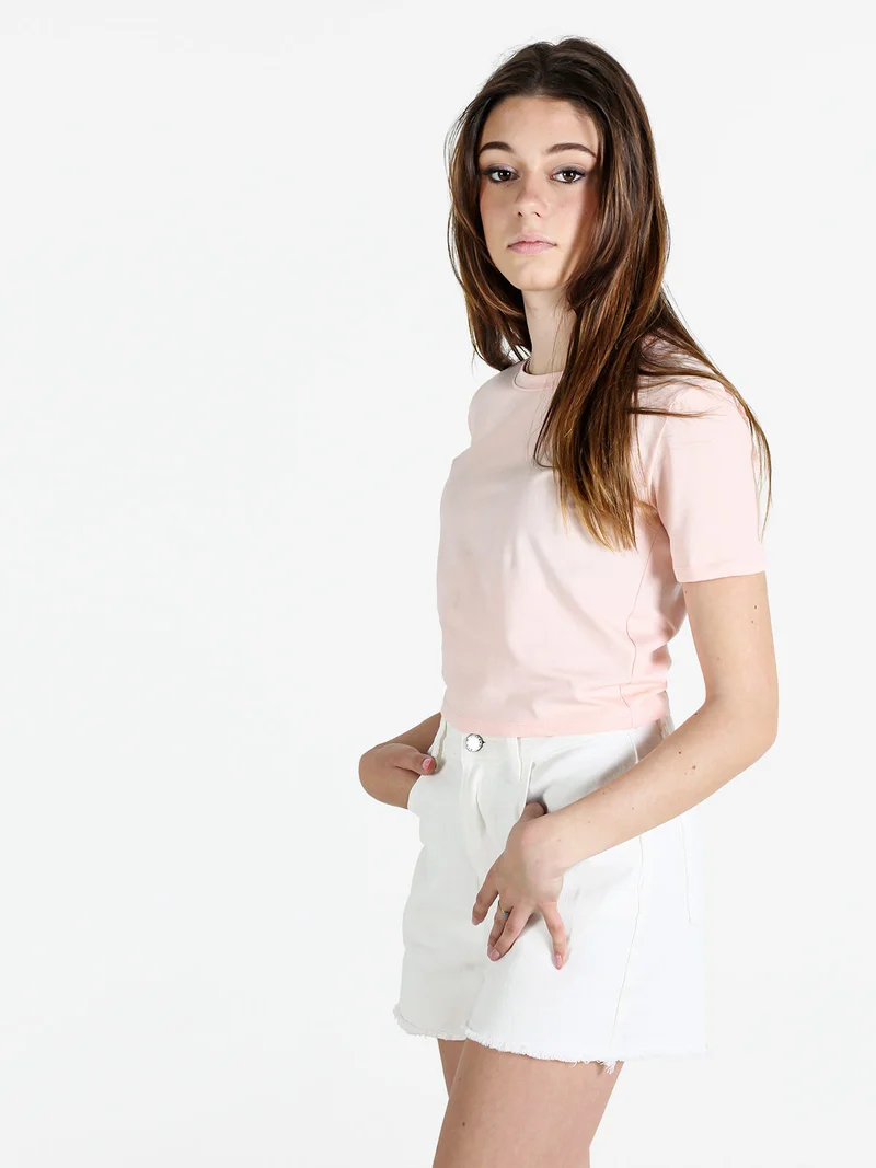 T-shirt crop da donna in cotone - rosa