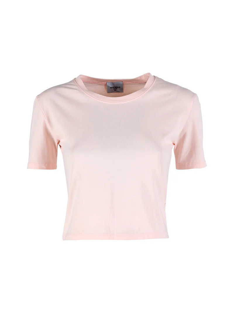 T-shirt crop da donna in cotone - rosa