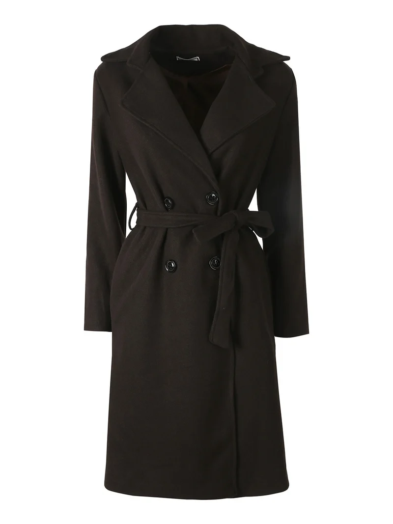 Cappotto donna midi a doppiopetto - moro