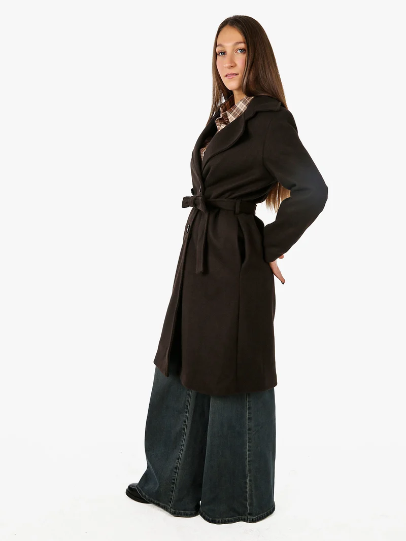 Cappotto donna midi a doppiopetto - moro