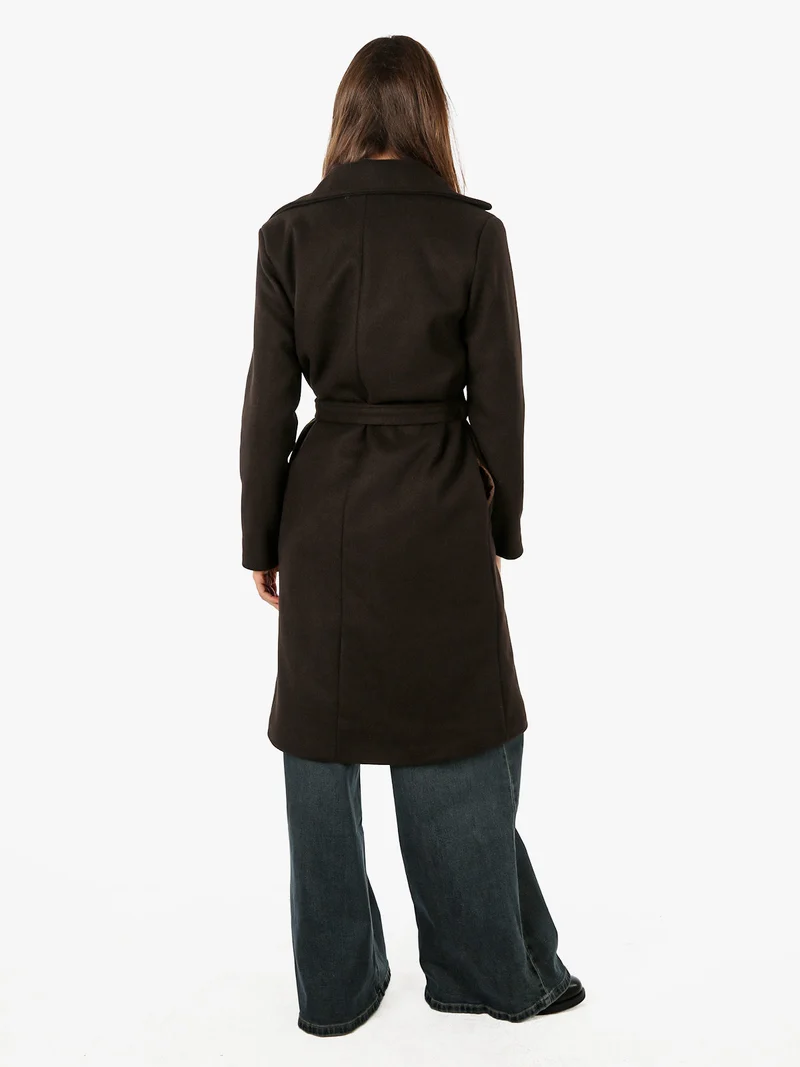 Cappotto donna midi a doppiopetto - moro