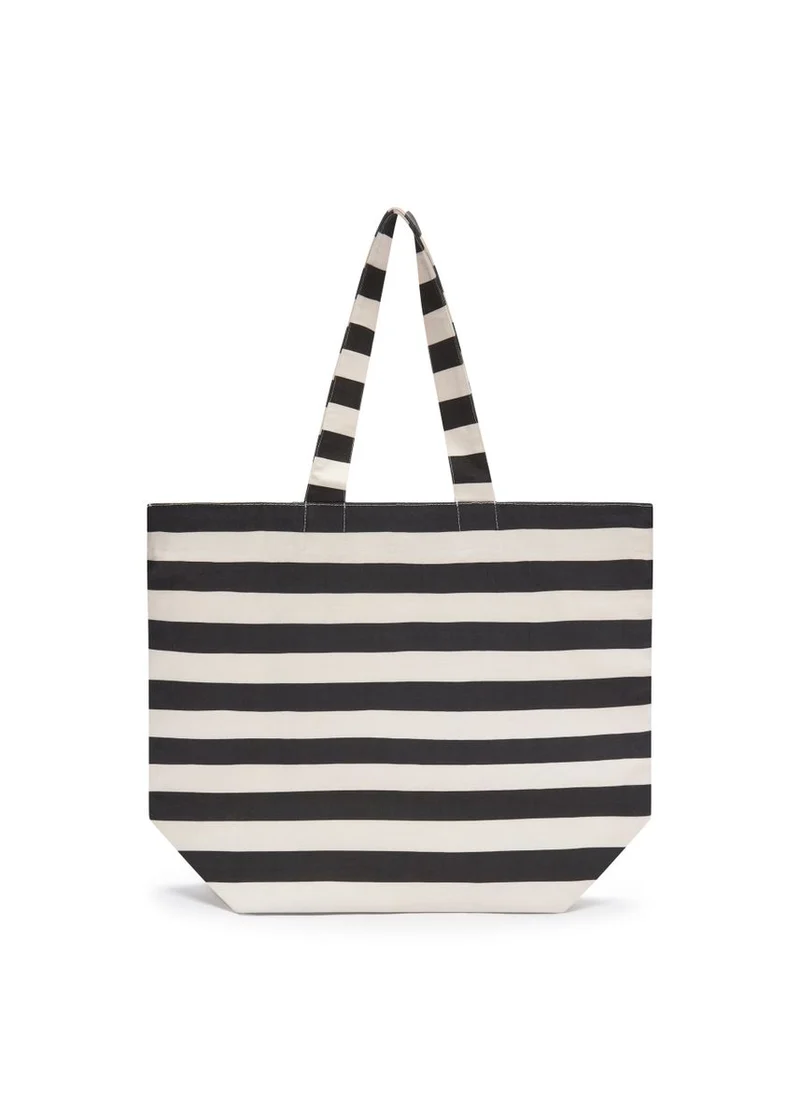Shopper aus robustem Canvas mit Streifenmuster und Schriftzug
