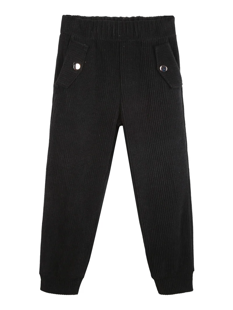 Pantaloni da bambina in velluto a costine - nero