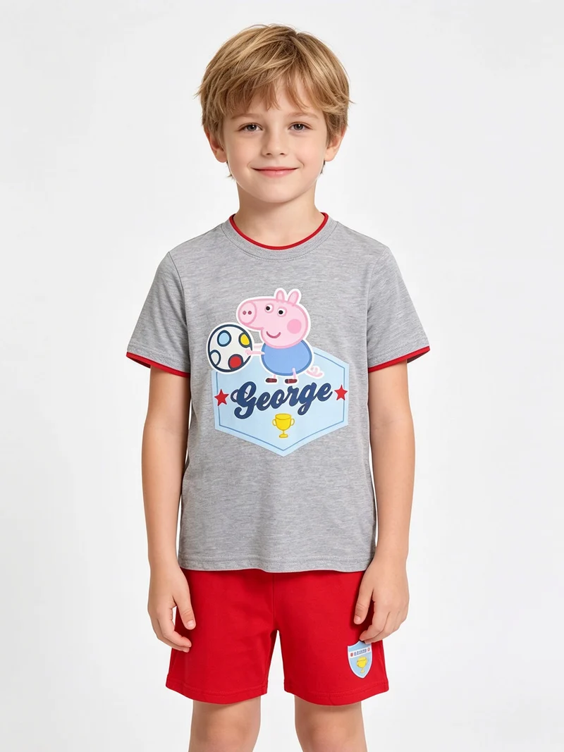 Pigiama corto bimbo con stampa george - grigio