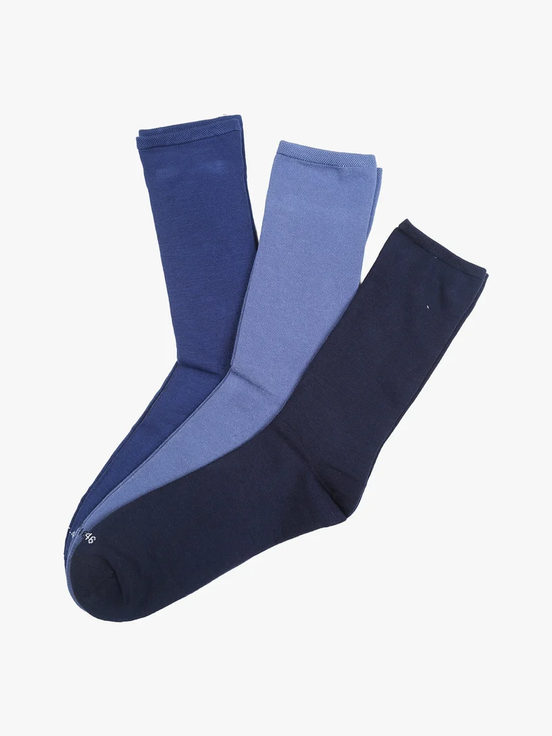 Confezione da 3 paia di calze corte da uomo in bamboo - azzurro