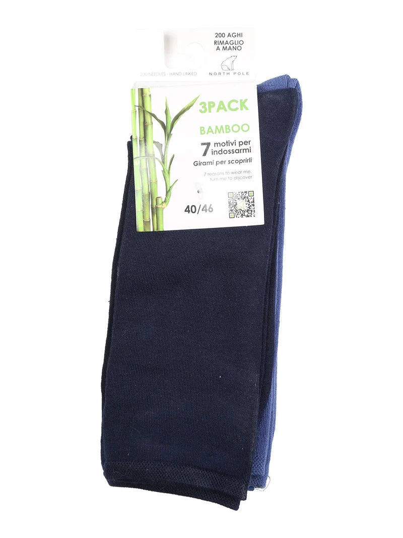 Confezione da 3 paia di calze corte da uomo in bamboo - azzurro